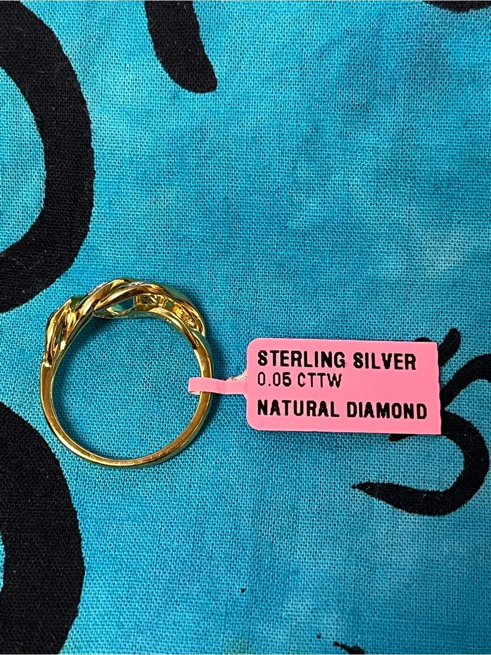 Natural Diamond Gold Over Sterling Silver Ring Size 7 NWT .05 CTW